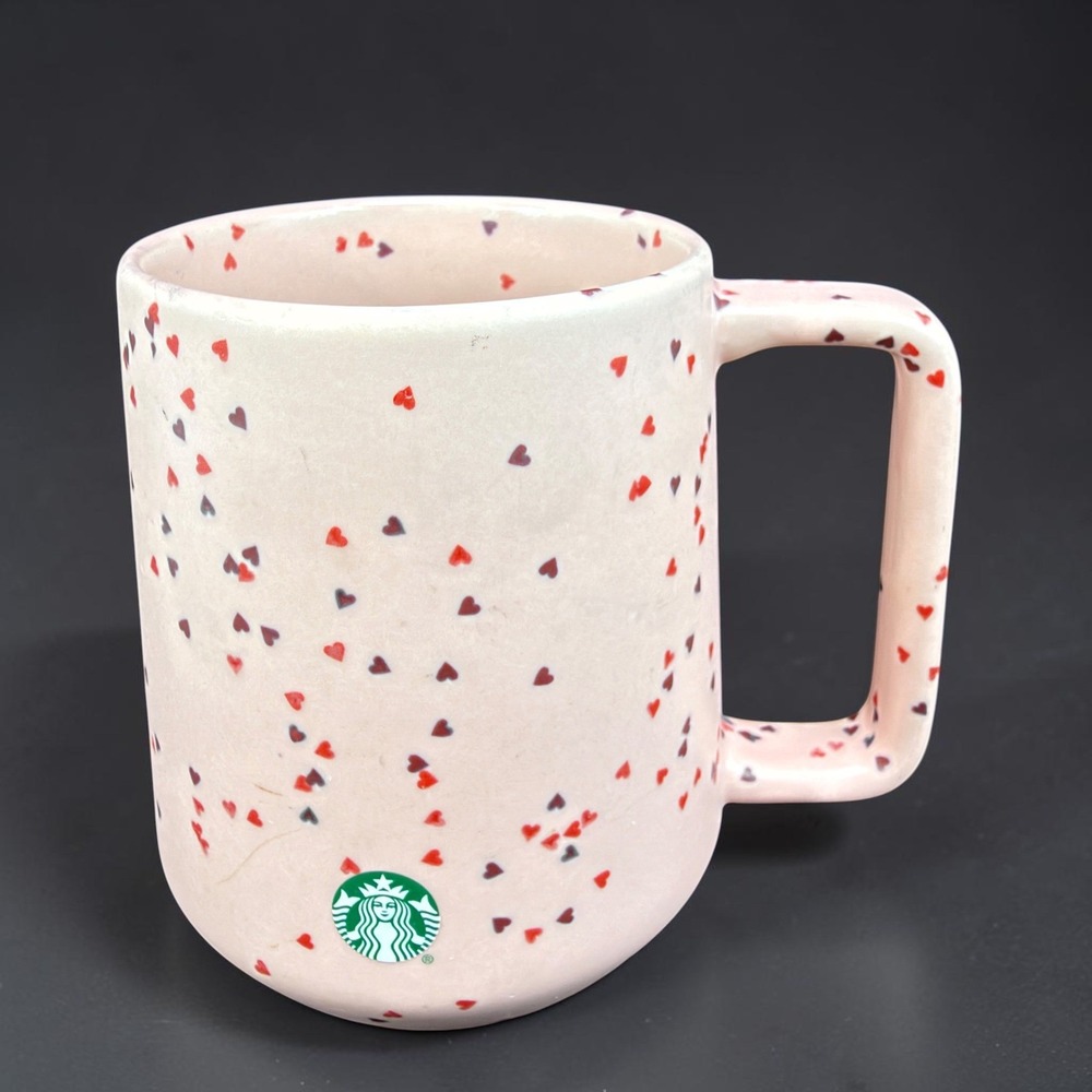 Starbucks Valentines Day Pink Heart Print Ceramic Mug Cup 14oz BVD 19 Decor